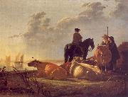 Aelbert Cuyp Cattle with Horseman and Peasants oil painting on canvas